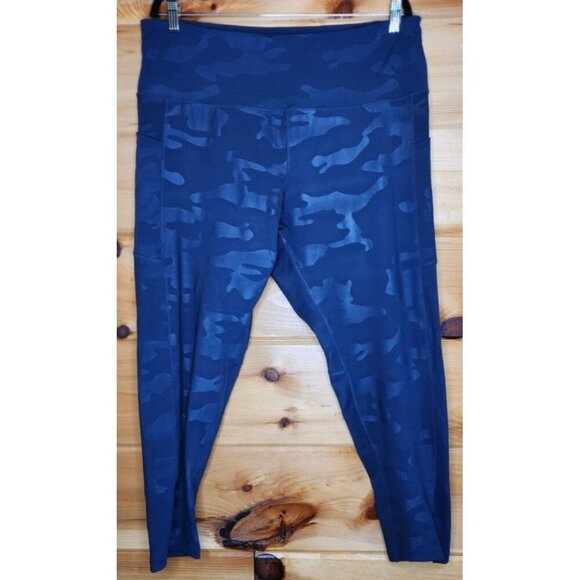 Nicole Miller Slip On Leggings Black Grey Camo Plus Size 3X With Pockets - Picture 3 of 10